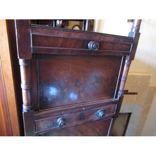 1433 - George III Figured Mahogany Tall Whatnot with Fitted Drawers above Turned Supports Approximately 5ft... 