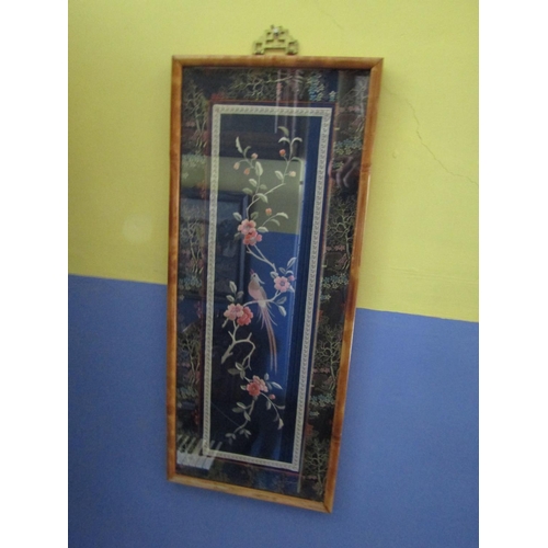 1440 - Antique Oriental Finely Worked Silk Panel contained with Original Frame Approximately 26 Inches High