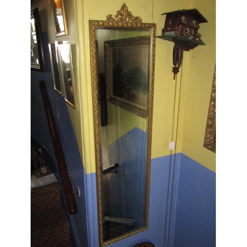 1449 - Tall Slender Upper Cartouche Wall Mirror Approximately 5ft High