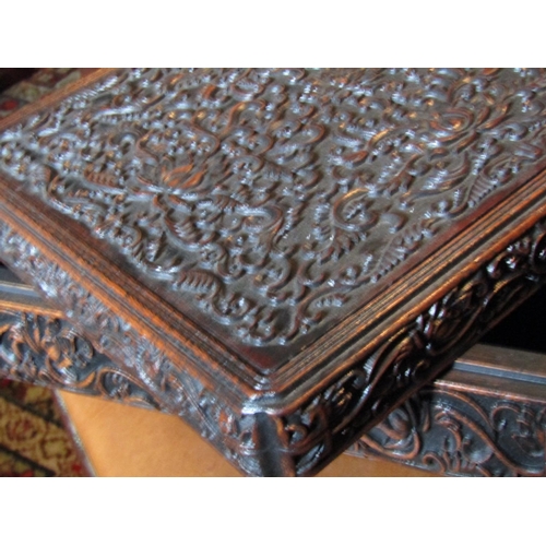 1456 - Antique Carved Document Box Finely Detailed Approximately 17 Inches Wide Possibly Chinese