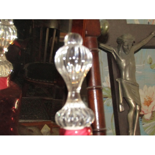 1462 - Victorian Cranberry Glass Table Bell Good Order Approximately 8 Inches High