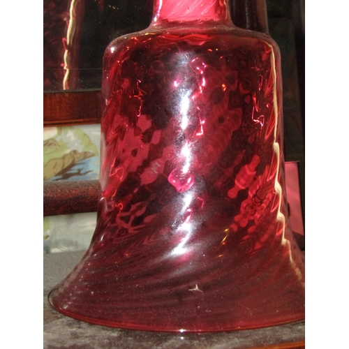 1462 - Victorian Cranberry Glass Table Bell Good Order Approximately 8 Inches High