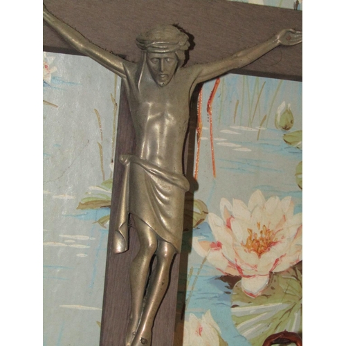 1464 - Crucifixion Scene with Mary Magdalene Figure Tallest Approximately 14 Inches High