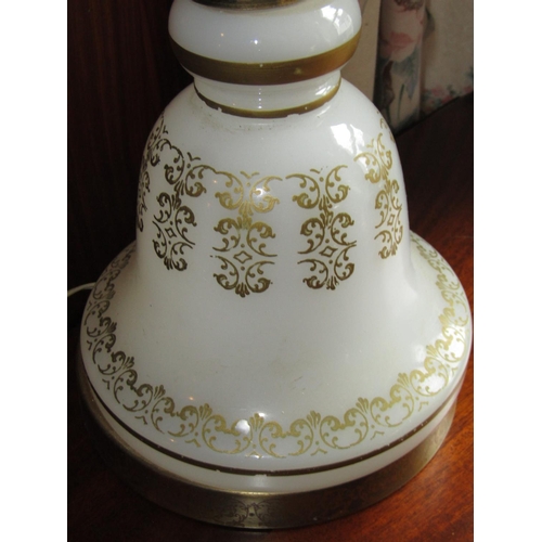 1474 - Edwardian Gilt Decorated Table Lamp of Pedestal Form Approximately 26 Inches High