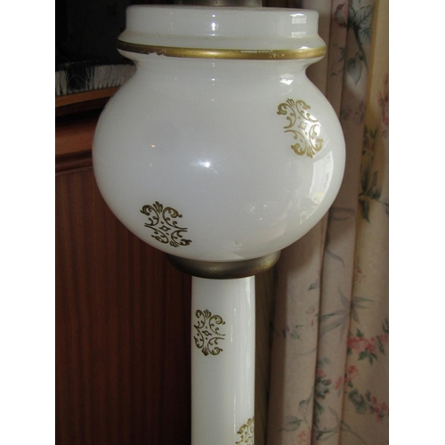 1474 - Edwardian Gilt Decorated Table Lamp of Pedestal Form Approximately 26 Inches High