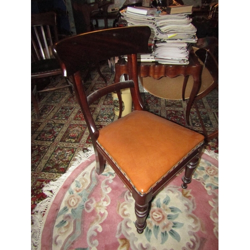 1475 - Two Antique Mahogany Chairs with Tan Leather Upholstery