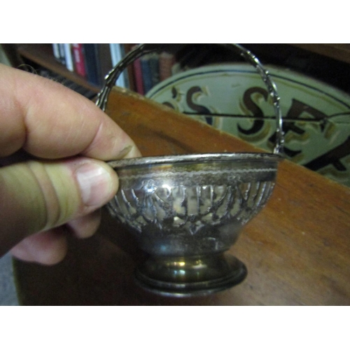 148 - Edwardian Solid Silver Crystal Lined Bon Bon Basket with Swag Motif Decoration Approximately 5 Inche... 