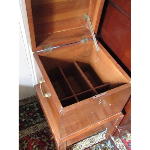 1482 - Mahogany Cellaret with Lift Up Top Fitted Interior Swan Neck Side Carry Handles above Chamfered Bloc... 