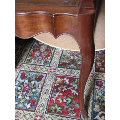 1489 - Antique Figured Mahogany Coffee Table or End Table with Inset Leather Top above Well Shaped Leather ... 