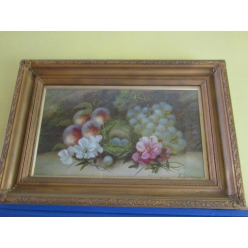 1514 - Victorian School Still Life with Robins Eggs and Nest Oil on Canvas Approximately 14 Inches High x 2... 