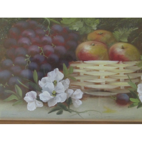 1515 - Matching Still Life Painting with Basket of Fruit Oil on Canvas Approximately 14 Inches High x 20 in... 