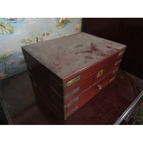 152 - Regency Brassbound Mahogany Jewellery Box Approximately 12 Inches Wide x 7 Inches High