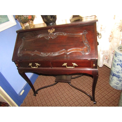 1523 - Antique Mahogany Fall Front Bureau with Fitted Interior above Twin Drawers resting on Original Shape... 