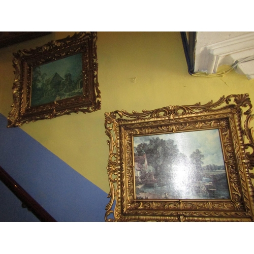 1524 - Pair of Gilded Pictures After Constable Each Approximately 16 Inches High x 20 Inches Wide