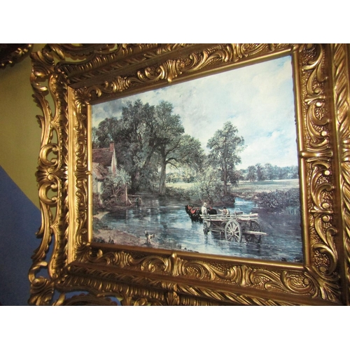 1524 - Pair of Gilded Pictures After Constable Each Approximately 16 Inches High x 20 Inches Wide