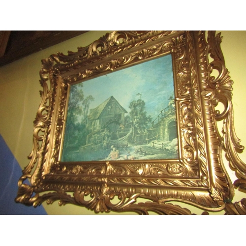 1524 - Pair of Gilded Pictures After Constable Each Approximately 16 Inches High x 20 Inches Wide