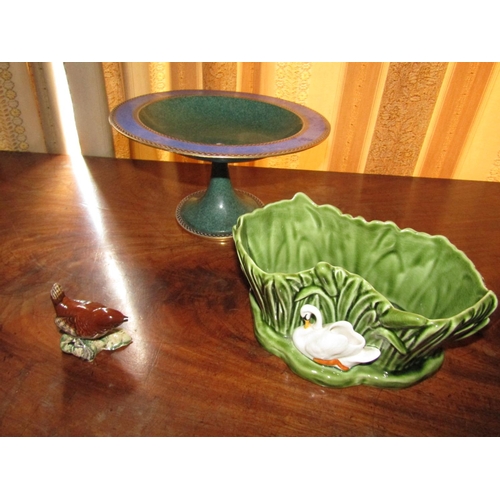 1525 - Royal Worcester Fine Bone China Taza with Beswick Figure Model 993 and Sylvac Bowl with Swan Motif D... 