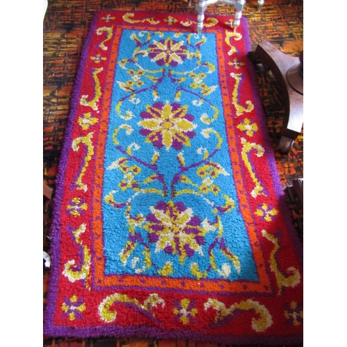 1532 - Pure Wool Rug of Red and Blue Ground Approximately 5ft Long x 2ft 8 Inches Wide