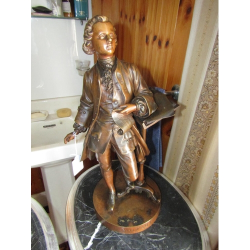 1536 - Antique Bronze Sculpture of Mozart Well Chased and Detailed Approximately 18 Inches High