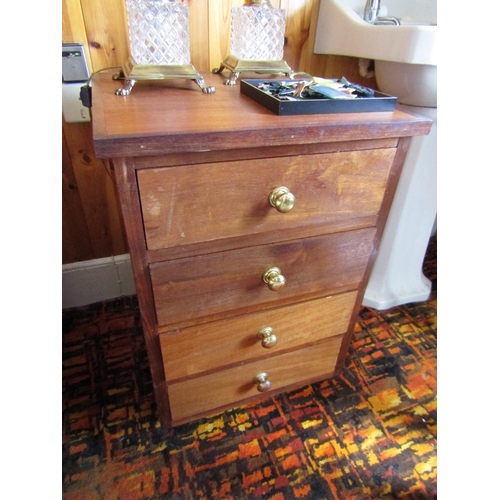 1543 - Mahogany Four Drawer Side Locker with Cast Brass Handles Approximately 16 Inches Wide x 24 Inches Hi... 