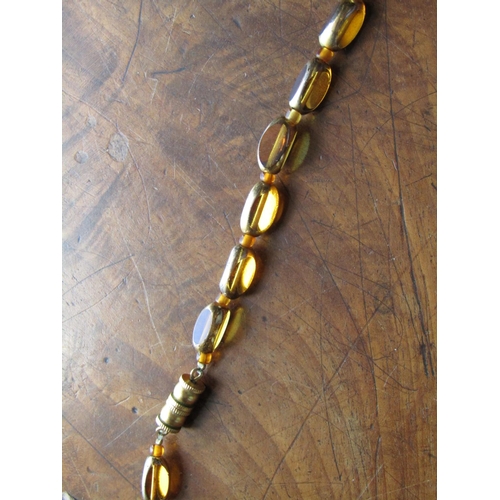 1547 - 9 Carat Gold Clasp Amber Necklace of Graduated Form Attractive Colour