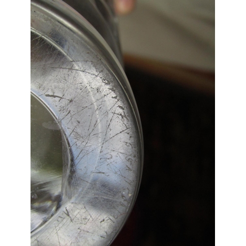 1552 - Vintage Cut Crystal Vase of Shaped Form Signed to Base Possibly Lalique Approximately 12 Inches High