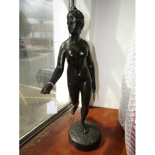 1571 - Bronze Sculpture Nude with Dagger Approximately 24 Inches High Signed to Base Houdan