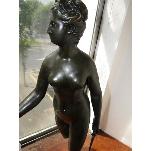 1571 - Bronze Sculpture Nude with Dagger Approximately 24 Inches High Signed to Base Houdan