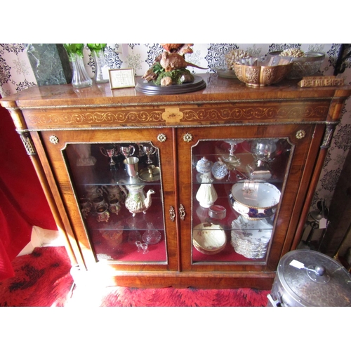 1583 - Victorian Twin Door Side Cabinet Burr Walnut with Marquetry Decoration Finely Detailed with Ormolu M... 