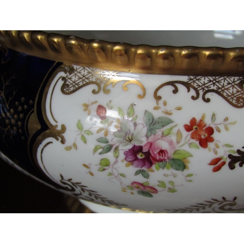 1589 - Antique Coalport Fine Porcelain Bowl with Gilded Decoration and Floral Motifs Handpainted Approximat... 