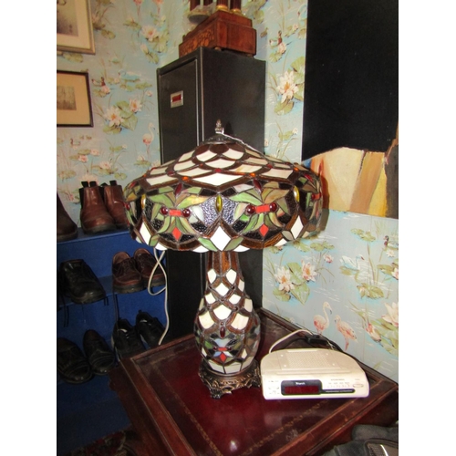 159 - Pair of Tiffany Table Lamps Shaped Form with Integral Lighting to Pillar Each Approximately 24 Inche... 