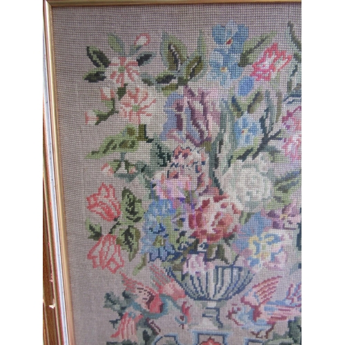 1593 - Antique Gilt Framed Needlepoint Panel Approximately 30 Inches High x 22 Inches WideÊ