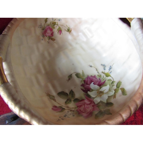 1598 - Royal Worcester Fine Porcelain Gilt Decorated Bowl of Lattice Form with Handpainted Floral Motifs Ap... 