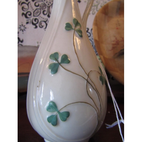 1615 - Belleek Black Mark Shamrock Motif Decorated Shamrock Mug Approximately 9 Inches High