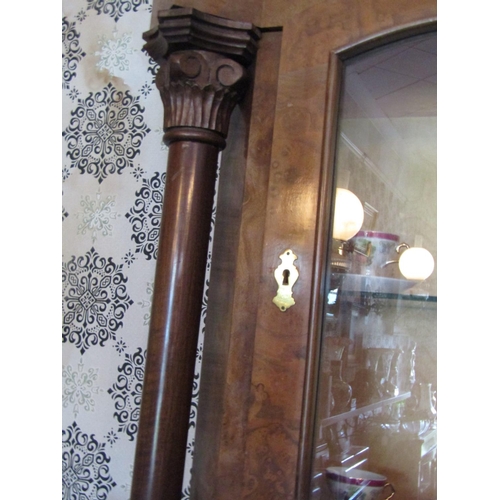 1623 - William IV Figured Walnut Wall Cabinet Side Column Decoration Approximately 38 Inches High Single Gl... 