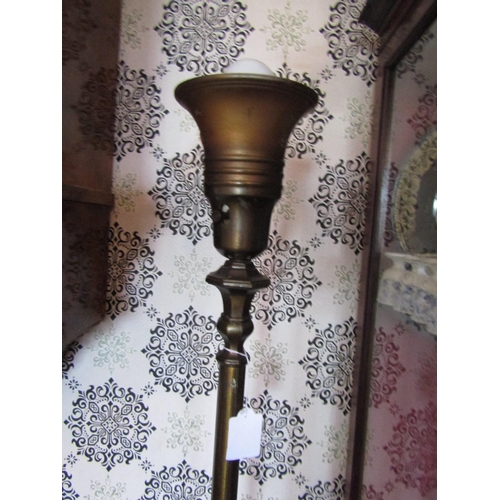 1628 - Bronze Standard Lamp Pedestal Form resting on Octagonal Base Approximately 5ft 8 Inches High