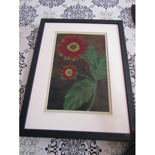 1642 - Cynthia Moran Sunflowers Oil on Board Signed and Titled Approximately 16 Inches High x 12 Inches Wid... 