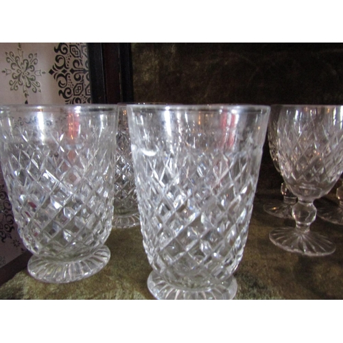 1646 - Waterford Crystal Set of Six Tumblers and Set of Four Pedestal Form Sherry Glasses with Four Waterfo... 