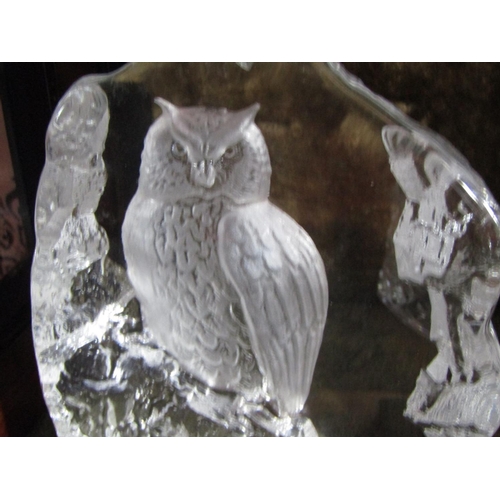 1653 - Mats Jonasson Royal Krona Cut Crystal Sculpture Depicting Owl Approximately 5 Inches High with Origi... 