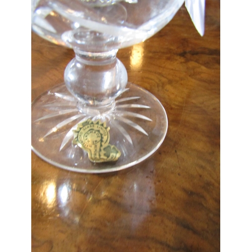 1655 - Waterford Crystal Solid Silver Mounted Table Salt of Pedestal Form Approximately 5 Inches High