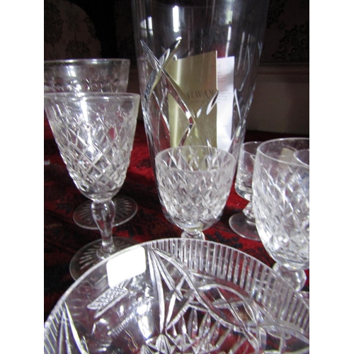 1656 - Waterford Crystal Four Stem Glasses and Bowl with Galway Crystal Vase and Two Other Glasses Eight Pi... 