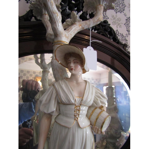 1659 - Royal Worcester Figural Candelabra Dated 1851 Figural Form Lady with Bonnet Gilded Decoration Approx... 