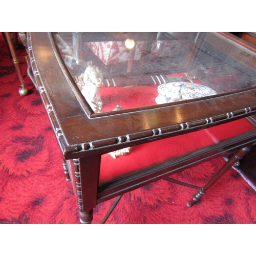 1662 - Victorian Mahogany Lift Up Top Curio Table Glazed with Shaped Undertier Approximately 26 Inches Wide... 