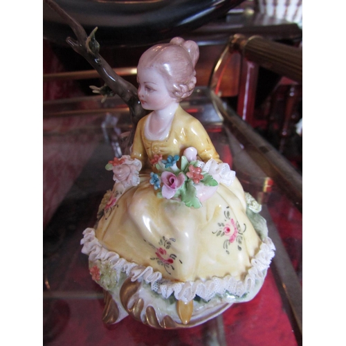 1667 - Capo Di Monte Figure of Elegant Lady Attractively Detailed Approximately 6 Inches High