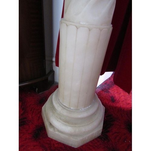 168 - Carved Marble Column Pedestal Form on Octagonal Base Approximately 42 Inches High