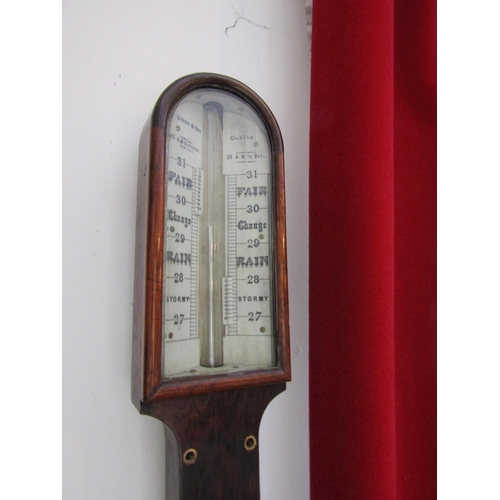 169 - Rare Irish Dublin Regency Stick Barometer Good Original Condition Mahogany with Walnut Approximately... 