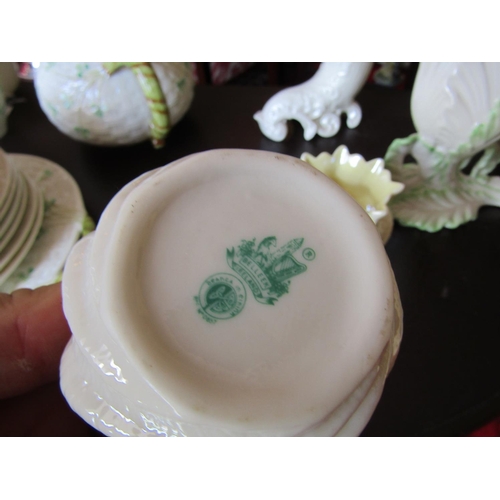 181 - Pair of Belleek Green Mark Shaped Form Bowls Each Approximately 5 Inches Wide