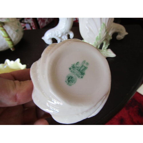 181 - Pair of Belleek Green Mark Shaped Form Bowls Each Approximately 5 Inches Wide