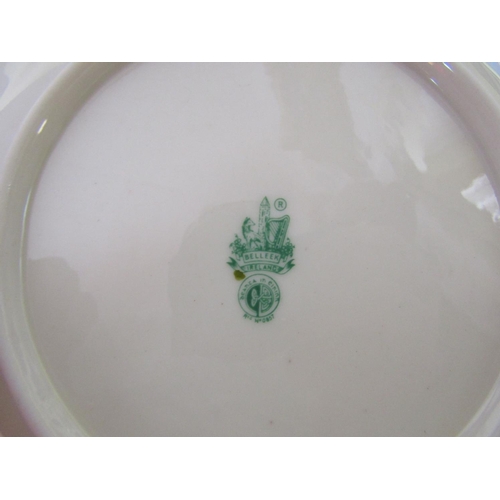 184 - Set of Six Belleek Side Dishes Shamrock Motif Decorated Green Mark