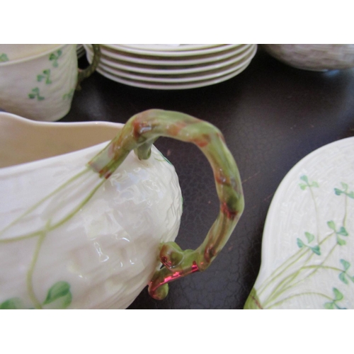 185 - Belleek Shamrock Decorated Green Mark Milk Jug